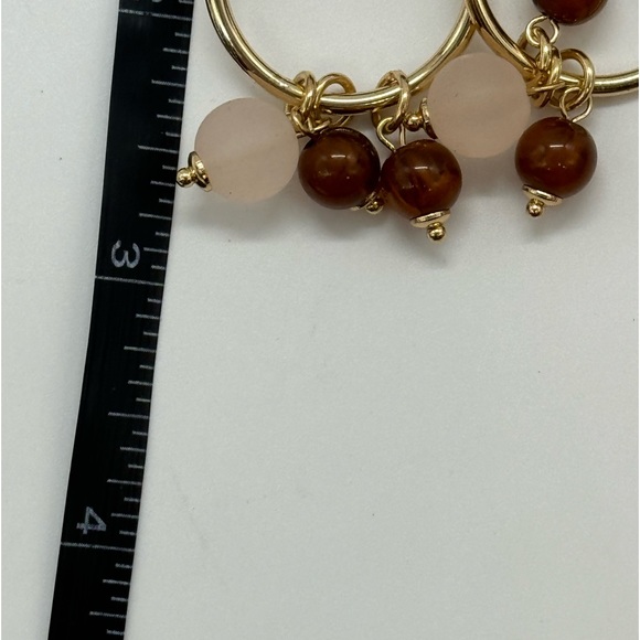 INC Boho Tri-Circle Drop Earrings with Faux Pearl & Dangling Stones on Gold Tone - Picture 10 of 10